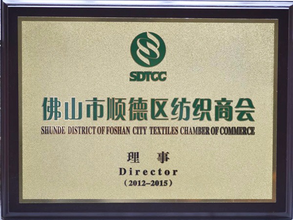 世界杯官网-2012年获顺德政府颁发“佛山纺织商会理事单位”